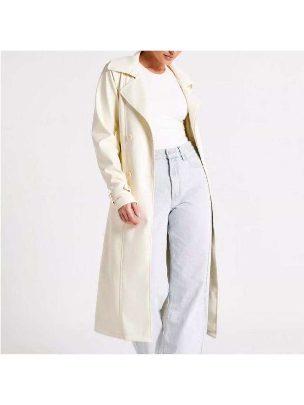 Meshki Long Cream Trench Coat - Women's Lightweight Overcoat